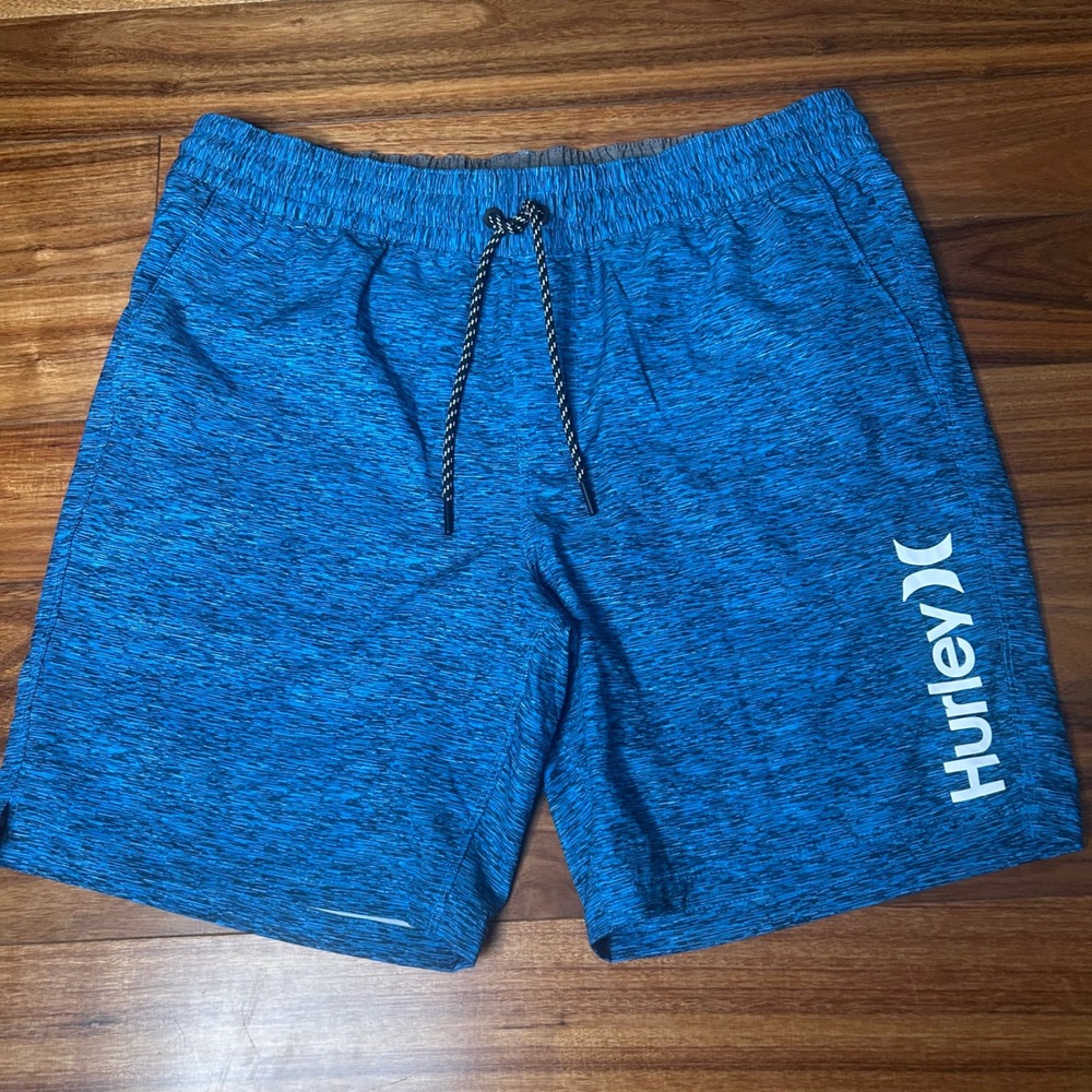 Hurley Mens Blue Hybrid‎ Shorts Swim Trunks Athletic Casual L Large
